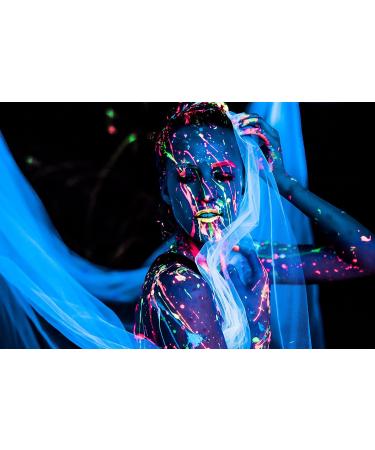 Shop UV Neon Face & Body Paint - Metallic Blacklight Reactive | 6 Bottles Non-Toxic Washable Cosmetic by Midnight Glo - Buy Online on GoSupps.com