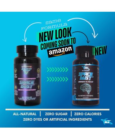 Space Dust - All-Natural Nootropic for Focus & Energy | 60 Capsules | Boost Memory Motivation & Cognitive Function with Teacrine Caffeine & Amino Acids | International Shipping Available - Buy Online on GoSupps.com