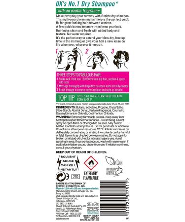 Batiste Tropical Fragrance Dry Shampoo 6.73 fl. oz. (Pack of 3) - Instant Refresh for Hair - Buy Online on GoSupps.com