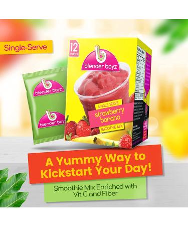 Blender Boyz Strawberry Banana Liquid Smoothie Mix 12 Pack - Real Fruit, Gluten Free, Dairy Free, Nut Free, Fat Free | Single-Serve Smoothie Packets - Buy Online on GoSupps.com