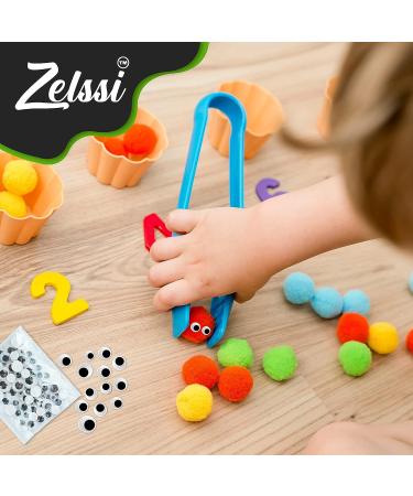 Zelssi Pom Poms Pack - 400 Pompom Balls & Googly Eyes - Vibrant Assorted Colors for DIY Crafts - Buy Online on GoSupps.com