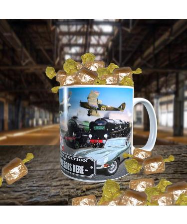Planes Trains and Automobiles Classic Car Icons Personalised Mug with Choice of Sweets Gift - Buy Online on GoSupps.com