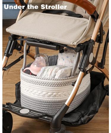 Baby Diaper Caddy Organizer - Cotton Rope Storage Basket for Changing Table with Removable Inserts, Long Handles - Baby Gift Baskets for Girls and Boys - Buy Online on GoSupps.com