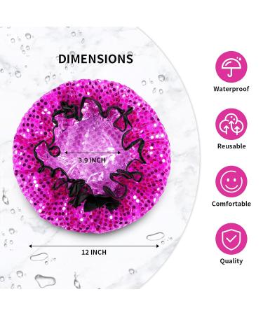 Porichsu Large Reusable Waterproof Shower Cap for Women, Cute Double Layer Bath Cap 2 Pack (Silver+Purple) - Buy Online on GoSupps.com