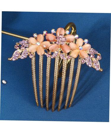 PLAFOPE Opal Comb Small Tooth Comb Floral Hair Clips Styling Hair Clips Barrettes for Thick Hair Wedding Hair Accessories for Brides Hair Combs for Hair Topper Comb Hair Clip Alloy Purple - Buy Online on GoSupps.com