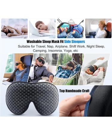 Fallinoce 3D Contoured Cup Sleeping Mask for Men & Women - Blockout Light, Soft & Comfortable Blindfold for Deep Sleep - Breathable Eye Cover in Black - Buy Online on GoSupps.com