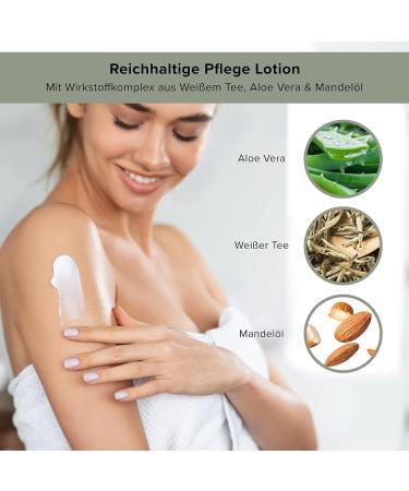 Rau Cosmetics Body Lotion for Dry Skin 500ml - Moisturizing & Tightening with White Tea Hyaluronic Acid Almond Oil Olive Oil & Coconut Oil - Buy Online on GoSupps.com