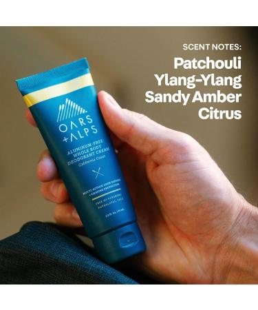 Oars + Alps Whole Body Deodorant Cream For Men - Multi-Action Odor Defense - Aluminum Free Baking Soda Free Anti-Chafe - 2.5 Ounce Tube - California Coast - Buy Online on GoSupps.com