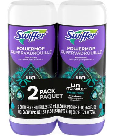 Swiffer PowerMop Floor Cleaning Solution with Unstopables Fresh Scent 1.5 L (2 Packs of 750 mL Each) - Buy Online on GoSupps.com