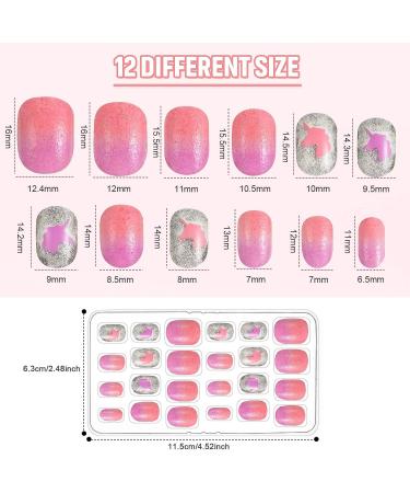240 Pieces Children False Nails Kids Girls Press On Short Artificial Fake Nails - Pink Heart Design - Nail Decoration Kit for Girls - Buy Online on GoSupps.com