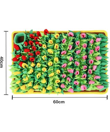 MHTTEC Dog Sniffing Mat Tulip Snuffle Mat for Dogs 60cm x 40cm Dog Nosework Feeding Mat Polar Fleece Interactive Dog Toys Enrichment Pet Foraging Mat for Smell Training and Slow Eating Flowering Shrubs 60cm*40cm - Buy Online on GoSupps.com