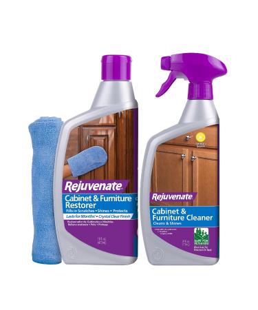 Rejuvenate Cabinet and Furniture Restorer 16oz with Mitt & Cabinet and Furniture Cleaner 24oz