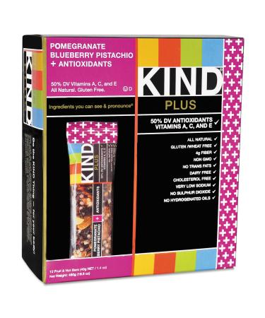 KIND 17221 Plus Nutrition Boost Bar - Pomegranate Blueberry Pistachio 1.4 oz 12/Box | Antioxidant Rich Energy Snack - Buy Online on GoSupps.com