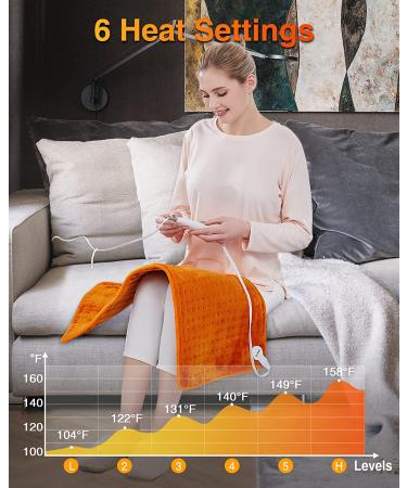 Woomer Extra Large Electric Heating Pad | 5-Year Warranty for Back Pain Relief | Moist Heat Therapy | Auto Shut-Off | Power Cord Storage Belt | 33 x 17 Pumpkin Design - Buy Online on GoSupps.com