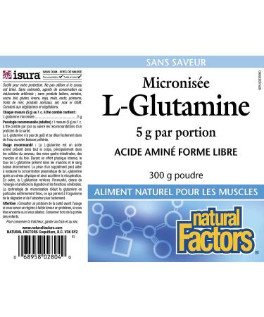 Natural Factors Micronized L-Glutamine 5000 mg Powder - 8 oz (226 g) for Muscle Recovery & Gut Health - Buy Online on GoSupps.com