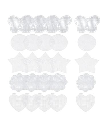 MY MIRONEY Mesh Plastic Canvas Kits 25 Pieces 5 Shapes Blank Mesh Canvas Plastic Sheets Embroidery Craft Knit Tools Round, Flower, Butterfly, Star, Heart