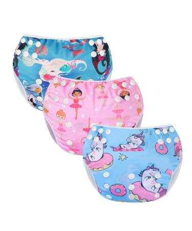 Mixidone reusable swimming diaper adjustable Washing baby swimming trousers Unity size swimming diaper swimming trunks for toddlers from 0 to 3 years of mermaid + unicorn + dancer - Buy Online on GoSupps.com
