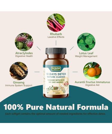 DR. HERBAL WELL 10 Days Detox Natural Cleanse with Ease No Diet Needed (60 Mini Softgels) - Buy Online on GoSupps.com