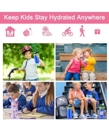 ROISDIYI Kids Water Bottle with Straw - 16oz 3 Pack, Spill Proof & Ideal for Travel - Easy Clean, Dishwasher Safe - Press Button for Pop Up Straw - Buy Online on GoSupps.com