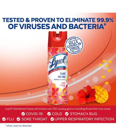 Lysol Disinfectant Spray Mango & Hibiscus Scent 19 Fl Oz - Sanitizing and Antibacterial for Disinfecting and Deodorizing - Buy Online on GoSupps.com