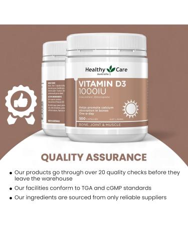 Healthy Care Vitamin D3 1000IU 500 Capsules - Buy Online on GoSupps.com