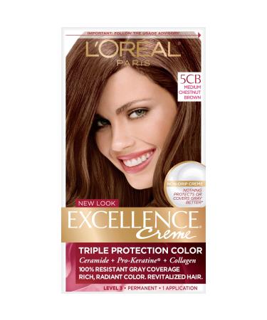 L'Oreal Excellence Creme Triple Protection Color 5CB Medium Chestnut Brown  1 Application