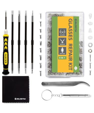 Blostm glasses repair set-glasses repair set with screws and screwdrivers for glasses including cloth & 6 nose pads for glasses sunglasses glasses & watches repair