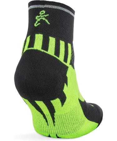 Enduro Reflective Arch Support Running Socks (1 Pair) Black/Neon Green - Men & Women - Large - Buy Online on GoSupps.com