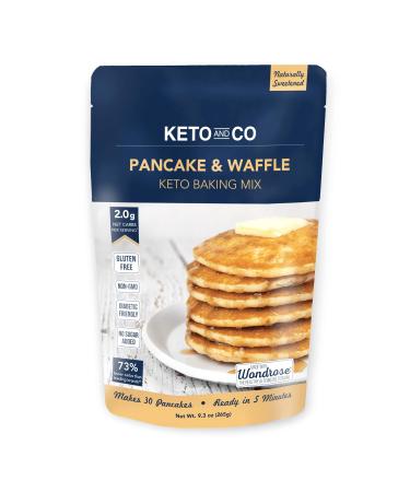 Keto Pancake & Waffle Mix by Keto and Co | Fluffy, Gluten Free, Low Carb Pancakes | 2.0g Net Carbs per Serving | No Sugar Added | Diabetic & Keto Friendly | Makes 30 Pancakes 9.3 Ounce (Pack of 1)