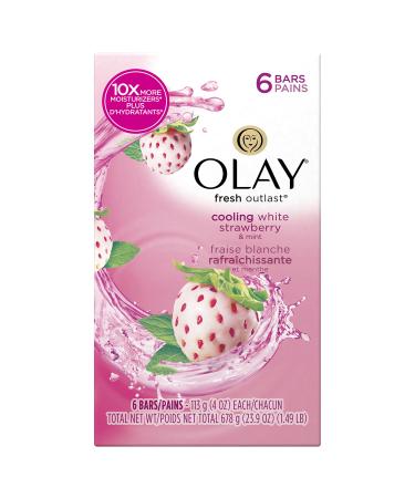 Olay Fresh Outlast Beauty Bar Cooling White Strawberry/Mint - 4 Oz Ea 6 Count
