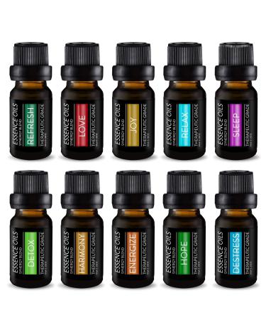Pure Daily Care Aromatherapy Top 10 Essential Oil Synergy Blend Set  Therapeutic Grade Synergy Oil Blends  Uplift Mind, Body and Spirit  10 x 10 Ml Blends  No Fillers & No Additives Blend Set Oils