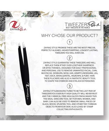 Professional Slant Tip Tweezers for Precision Eyebrow and Facial Hair Removal - Stainless Steel, Black - Buy Online on GoSupps.com