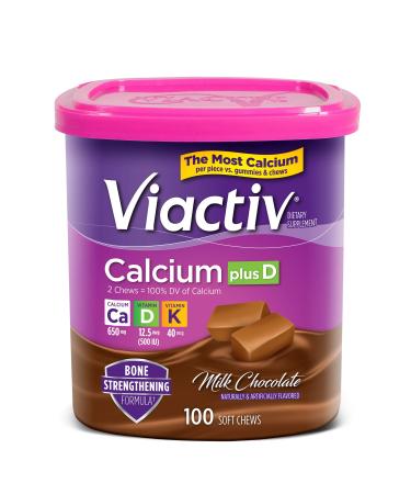 Viactiv Calcium Dietary Supplement Soft Chews plus D Milk Chocolate 100 ct