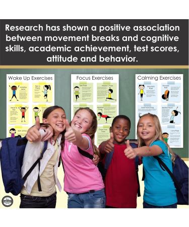 Yoga Calm and Kids Work Out Classroom Exercise Posters - Set of 5 Fitness Posters for Sensory Classroom Tools - Activity Posters for Calm Down Corner Supplies - Buy Online on GoSupps.com