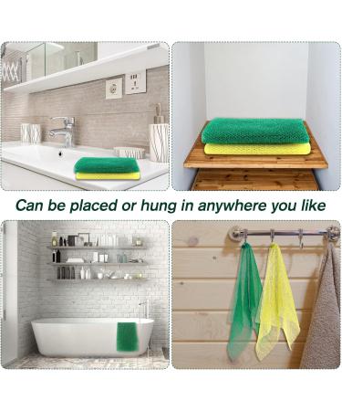 QOPAHI African Exfoliating Net Sponge - 2-in-1 Body Shower Scrubber - Nylon Back Scrubber - Skin Smoother - Daily Use - 80x30cm - Yellow + Green - Buy Online on GoSupps.com