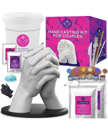 Hand Casting Kit for Couples with Practice Kit - Hand Mold Casting Kit Anniversary, Sculpture Molding, Unique Couple Gifts, Valentines Day Gifts for Him, Her, Husband, Wife, Wedding Gifts Keepsake