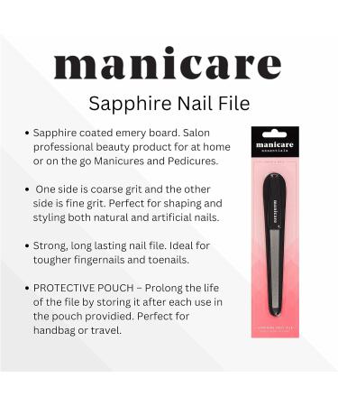 Manicare Sapphire Nail File - Double Sided Coarse and Fine Grit for Shaping Natural & Artificial Nails - Long Lasting & Ideal for Home Manicures - Buy Online on GoSupps.com