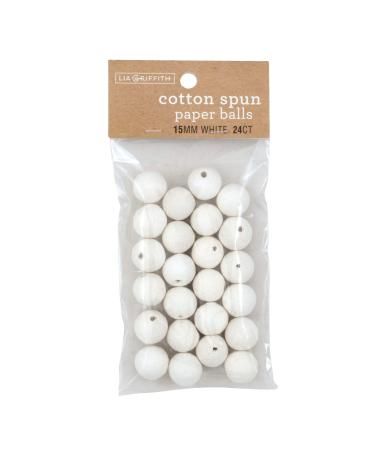 Lia Griffith PLG42001 Cotton Spun Paper Balls, 15 mm, White 24 Count 15 mm White