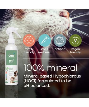 DEW Pet Dental Spray | 100% Natural Breath Freshener for Dogs & Cats | Hypochlorous Acid Formula | Removes Tartar & Plaque | 250ml - Buy Online on GoSupps.com