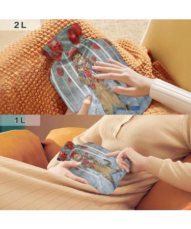 Cat Skier Hot Water Bottle - 2 Litre Fleece Cover for Hot & Cold Compress - Lollipop Forest Design - International Shipping - Buy Online on GoSupps.com