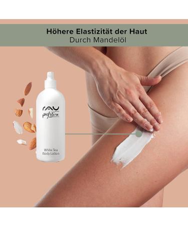 Rau Cosmetics Body Lotion for Dry Skin 500ml - Moisturizing & Tightening with White Tea Hyaluronic Acid Almond Oil Olive Oil & Coconut Oil - Buy Online on GoSupps.com