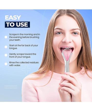 Deep Clean Tongue Scraper 2pk - Stainless Steel, Serrated Edge Design - Buy Online on GoSupps.com