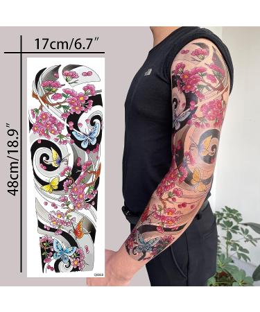 Full Arm Temporary Tattoos for Men and Women - Waterproof Sleeve Tattoo Lasts Long - Japanese Fake Tattoos for Adults - Aresvns L19 x W7 - Ideal Christmas Gift - Buy Online on GoSupps.com