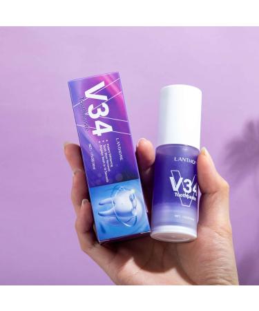 V34 Toothpaste for Teeth Whitening - Effective Oral Care & Stain Removal 30ml Purple Toothpaste - Shop Internationally - Buy Online on GoSupps.com