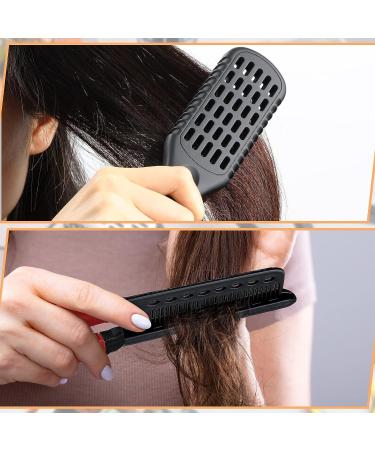 2 Piece Straightening Comb Set with Boar Bristles - Double Sided Brush for Hair Styling and Knot-Free Results (Black/Rose Red) - Buy Online on GoSupps.com