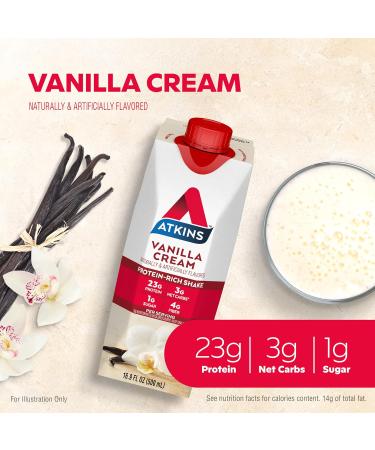 Atkins Vanilla Cream Meal Size Protein Shake 23g Protein & Chocolate Banana Protein Shake 15g Protein Low Glycemic 4g Net Carb 2g Sugar Keto Friendly 12 Count - Buy Online on GoSupps.com