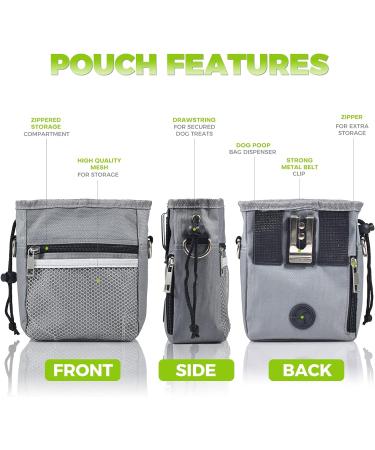 Reopet Waterproof Dog Treat Pouch Bag | Multiple Pockets & Built-in Poo Bag Dispenser | Hands-Free and Adjustable Belt | Ideal for Walking and Outdoors | Grey/Black - Buy Online on GoSupps.com
