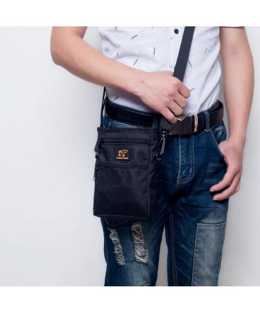 Dog Food Bag with Treat Pouch & Travel Bowl | Adjustable Waist Belt | Dog Training Clicker | Black - Buy Online on GoSupps.com