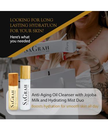 SaGrah Beauty Anti-Aging Oil Cleanser with Jojoba Milk and Hydrating Mist Duo - Cruelty-Free Gentle Hydrating Facial Cleanser and Refreshing Spray for All Skin Types - Buy Online on GoSupps.com