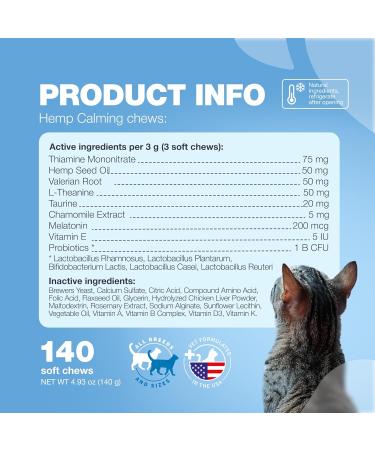 Calming Aid for Cats - Stress Support & Promote Relaxation - All Breeds & Sizes - Soft Chews - Cat Calming Cat Health Support Supplement - Buy Online on GoSupps.com